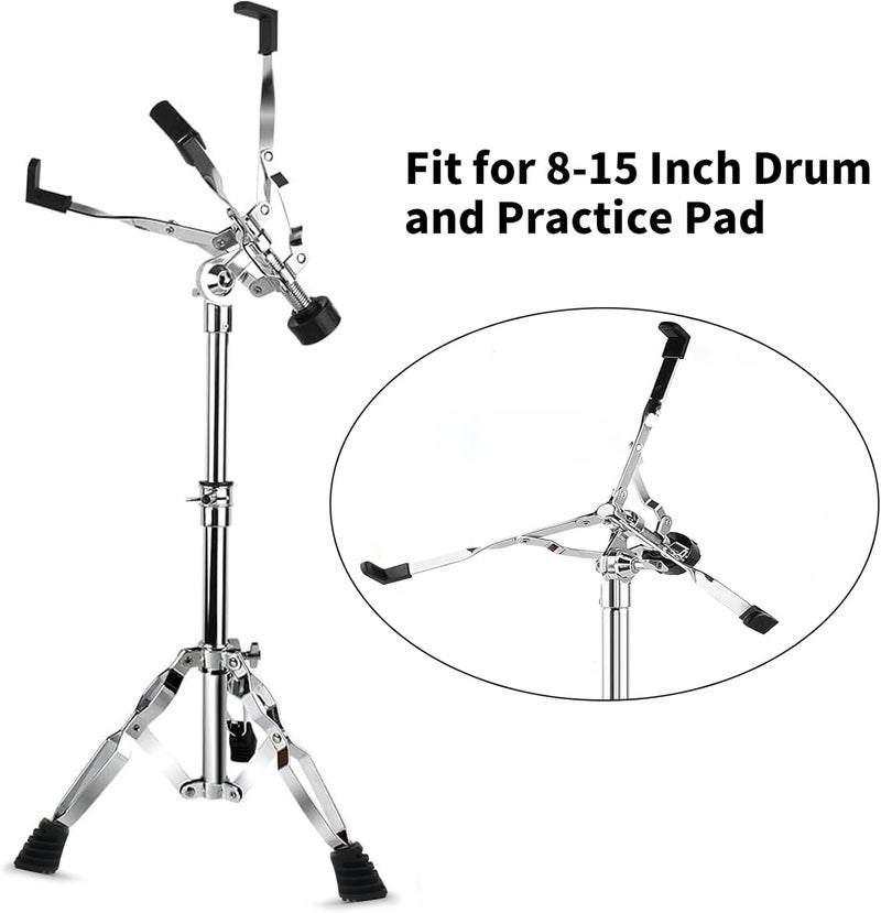 Seteol Snare Drum Stand, Snare Stand with Drumstick Holder and a Pair of 5A Drum Sticks Fit for 8 to 15 Inch Snare Drum and Practice Pad, Adjustable Height 25.6 to 39.4 Inches for Drum - Image 4